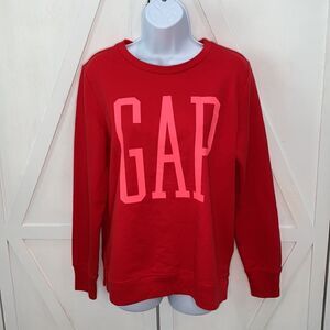 Gap Red Graphic Sweatshirt With Pink Logo Across The Front Size Small